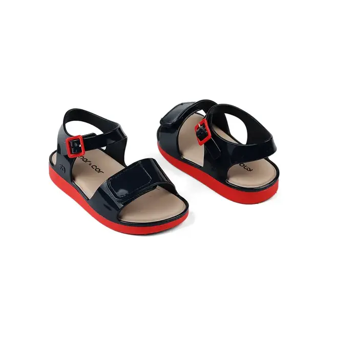 Sandália Papete Infantil Menino Mar & Cor - Azul/Vermelho