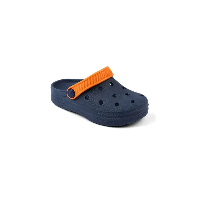 Babuche Infantil Menino Mar & Cor - Azul Marinho/Laranja
