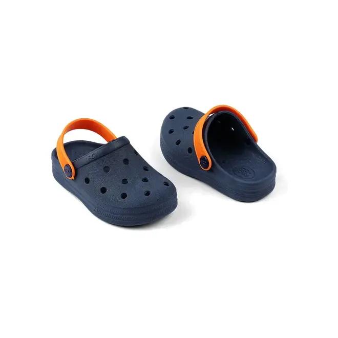 Babuche Infantil Menino Mar & Cor - Azul Marinho/Laranja