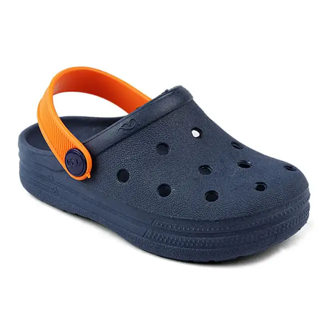 Babuche Infantil Menino Mar & Cor - Azul Marinho/Laranja