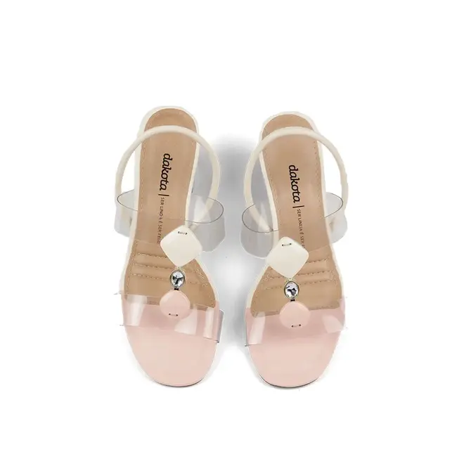 Sandália Dakota Salto Bloco Rosa e Branco Feminino