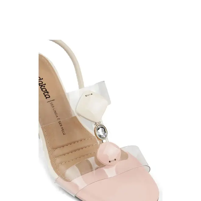 Sandália Dakota Salto Bloco Rosa e Branco Feminino