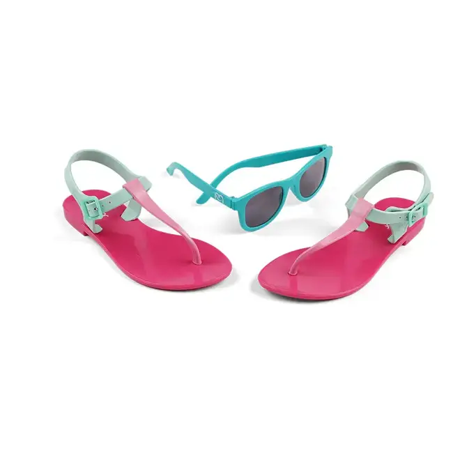 Sandália Mar & Cor Flat com Óculos Rosa Feminino