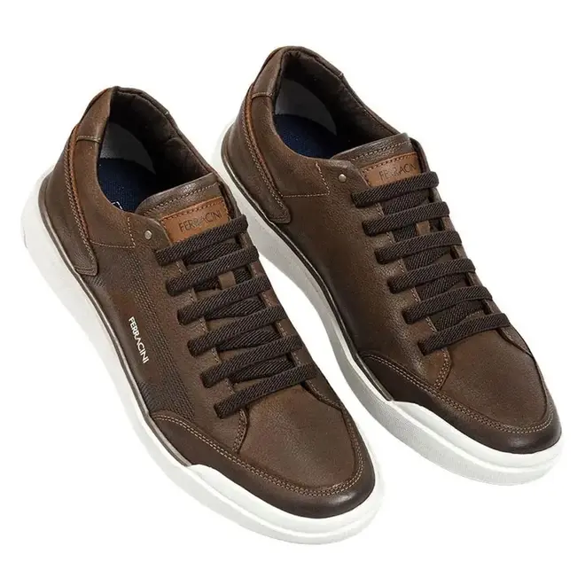 Tênis Casual Sapatenis Ferracini Star Tabaco Masculino
