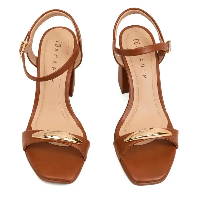 Sandália Salto Ramarim Toffee Feminino