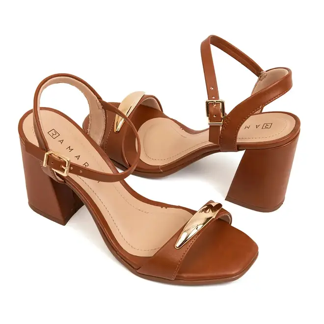 Sandália Salto Ramarim Toffee Feminino
