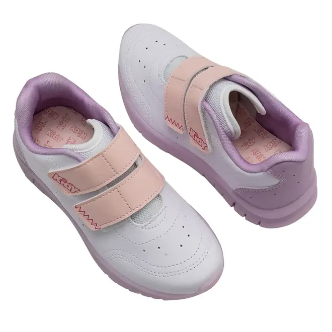 Tênis Casual Kidy Branco e Rosa com LED Juvenil Feminino