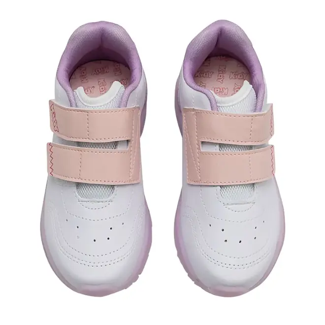 Tênis Casual Kidy Branco e Rosa com LED Juvenil Feminino