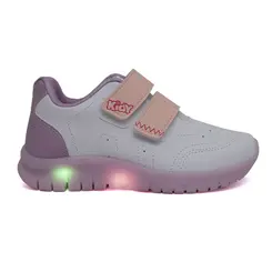 Tênis Casual Kidy Branco e Rosa com LED Juvenil Feminino