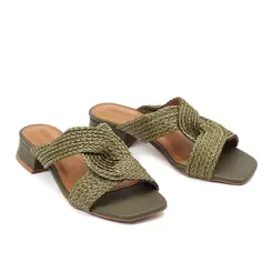 Tamanco Salto Valentina Olive Feminino