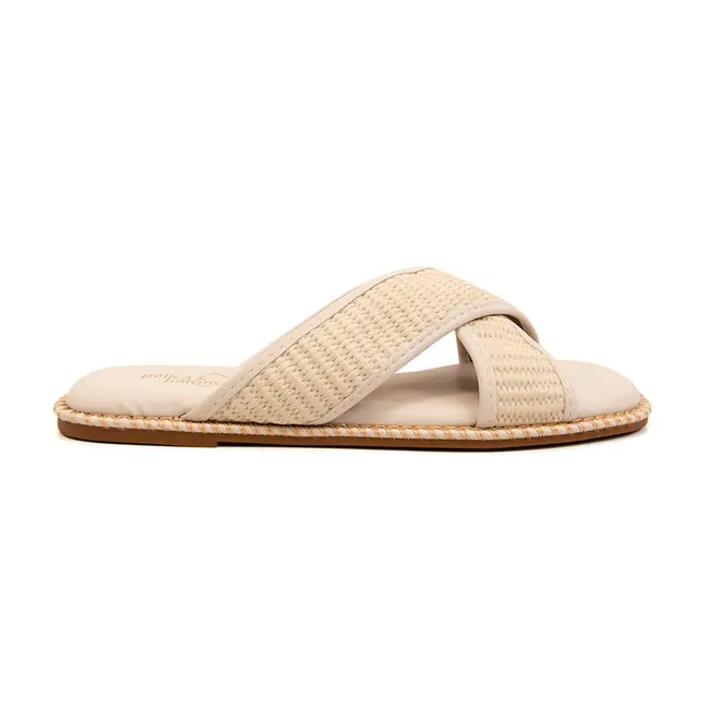 Tamanco Rasteira Pelica e Batom Off White Feminino