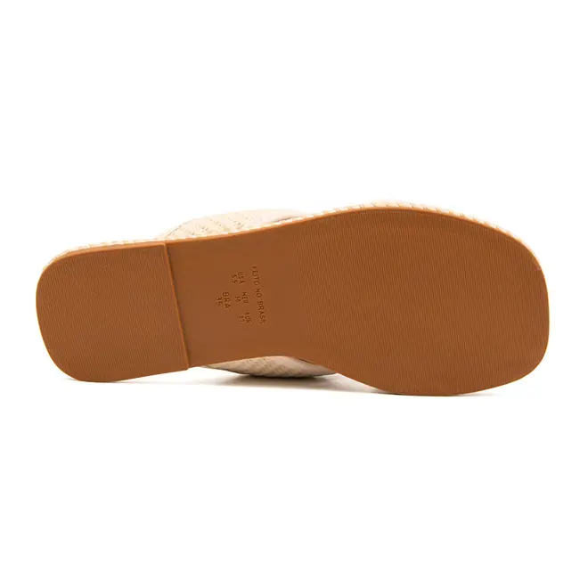 Tamanco Rasteira Pelica e Batom Off White Feminino