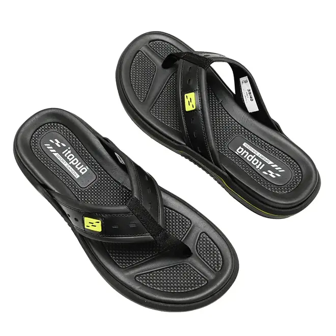 Chinelo Dedo Itapuã Preto e Verde Masculino