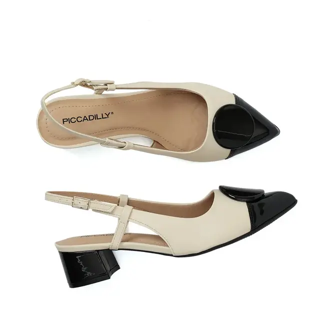 Sapato Chanel Piccadilly Branco Off e Preto Feminino