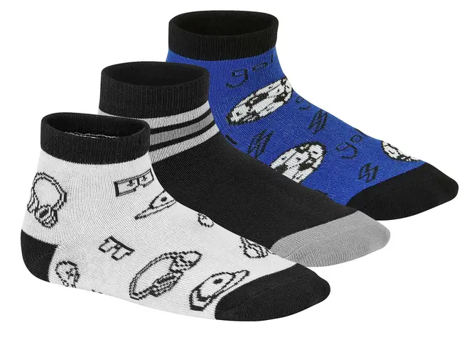 Meia Casual Molekinho Azul Preto e Branco Infantil Masculino