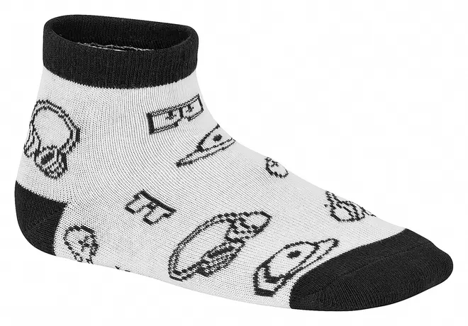 Meia Casual Molekinho Azul Preto e Branco Infantil Masculino