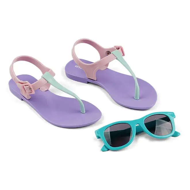 Sandália Mar & Cor Flat com Óculos Lilás e Rosa Feminino