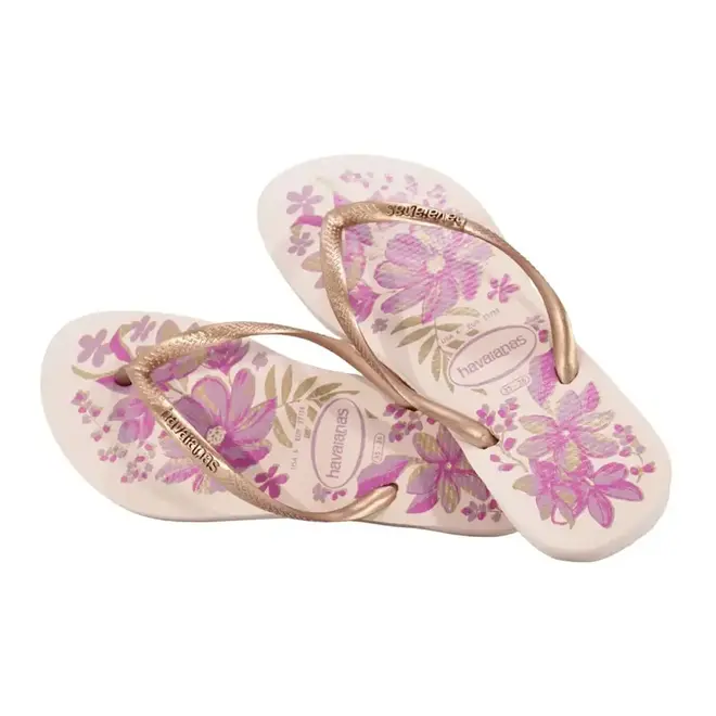 Chinelo Dedo Havaianas Slim Organic Rosa e Dourado Feminino