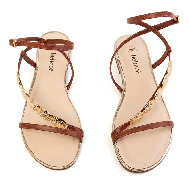 Sandália Rasteira Bebecê Pecan Feminina