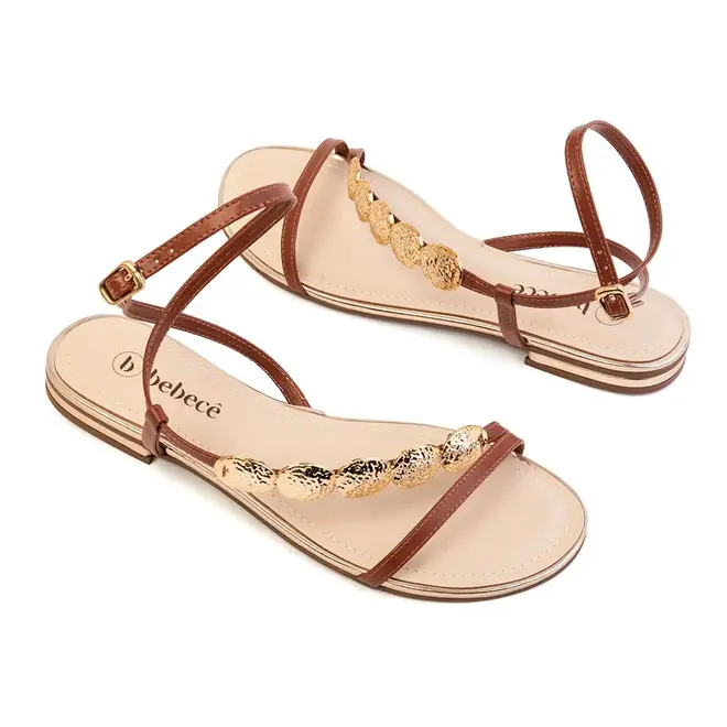 Sandália Rasteira Bebecê Pecan Feminina