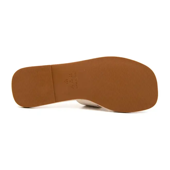 Tamanco Rasteira Pelica e Batom Off White Feminino