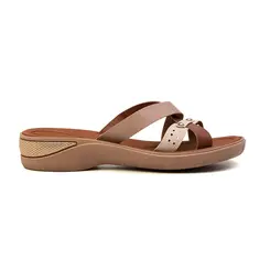 Tamanco Anabela Terra e Água Off White e Caramelo Feminina