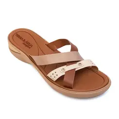 Tamanco Anabela Terra e Água Off White e Caramelo Feminina