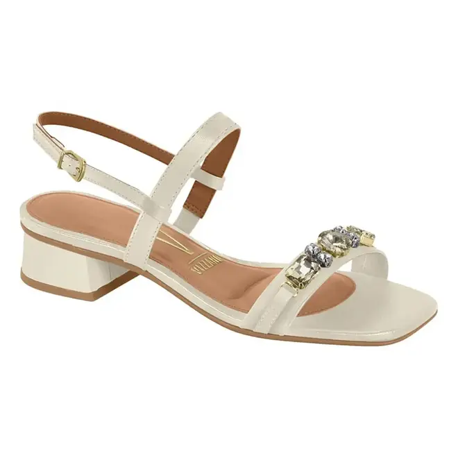 Sandália Salto Vizzano Off White Feminina