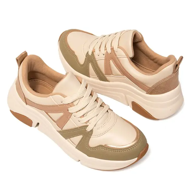 Tênis Casual Sola Caixa Modare Branco e Verde Feminino