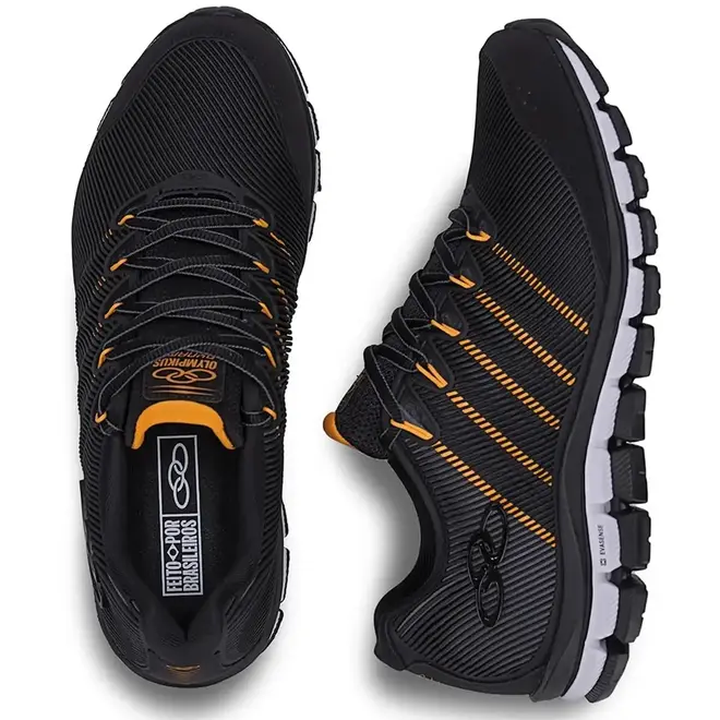 Tênis Esportivo Olympikus Dynamic Preto e Laranja Masculino