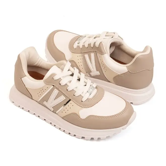 Tênis Casual Jogging Vizzano Branco e Cinza Feminino