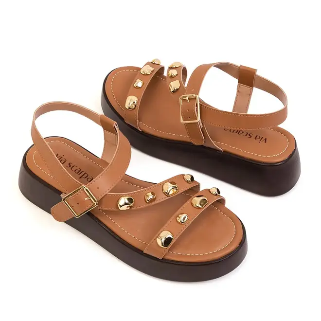 Rasteira Flatform Via Scarpa Cappuccino Feminina
