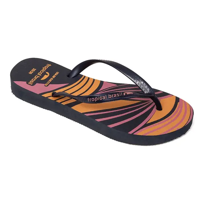 Chinelo Dedo Tropical Brasil Azul Metal Feminino