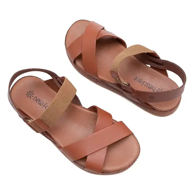 Tamanco Flats New Face Damasco e Caramelo Feminina