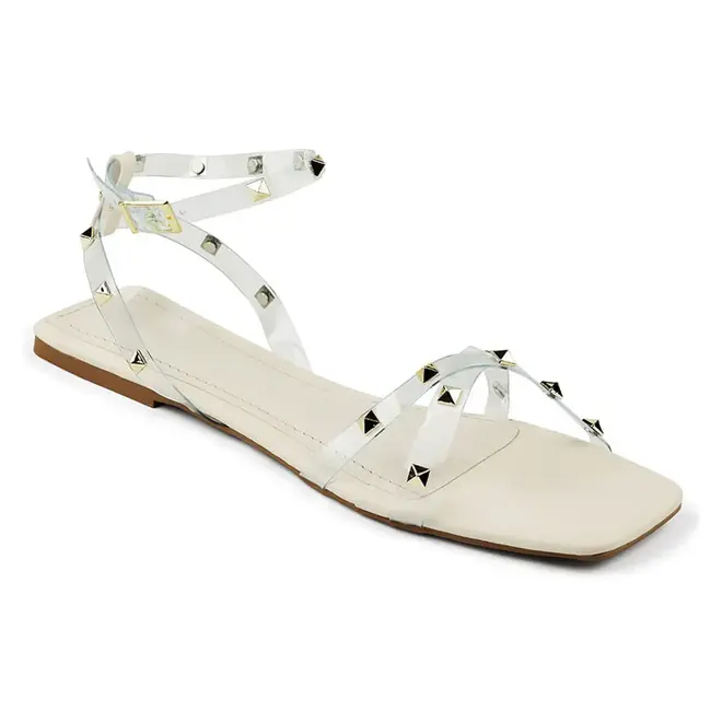 Sandália Flat Itapuâ Spike Off White Feminino