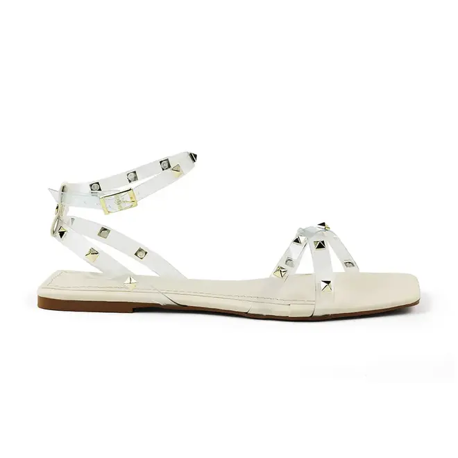 Sandália Flat Itapuâ Spike Off White Feminino