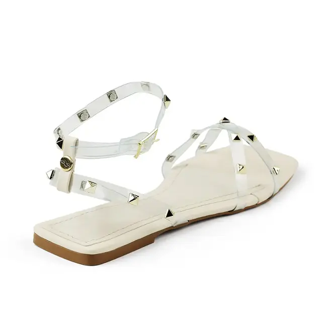 Sandália Flat Itapuâ Spike Off White Feminino