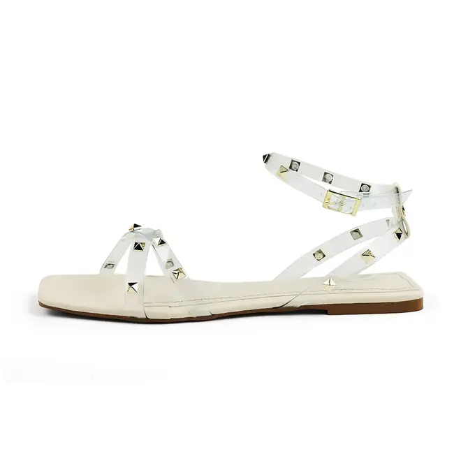 Sandália Flat Itapuâ Spike Off White Feminino
