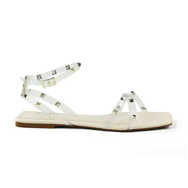 Sandália Flat Itapuâ Spike Off White Feminino