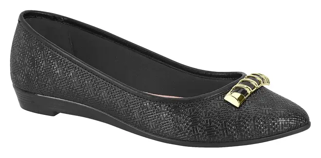 Sapatilha Bico Redondo Preta Moleca Feminino