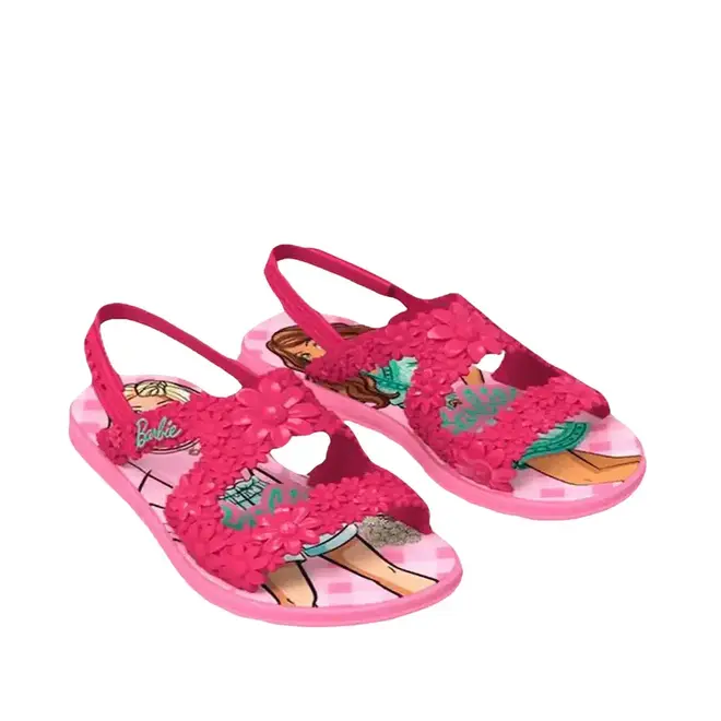 Sandália Grendene Flat Barbie Rosa Infantil