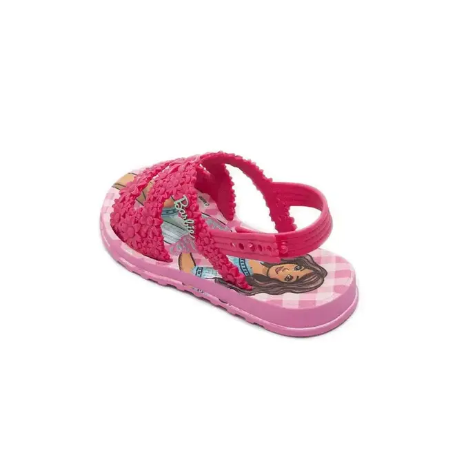Sandália Grendene Flat Barbie Rosa Infantil