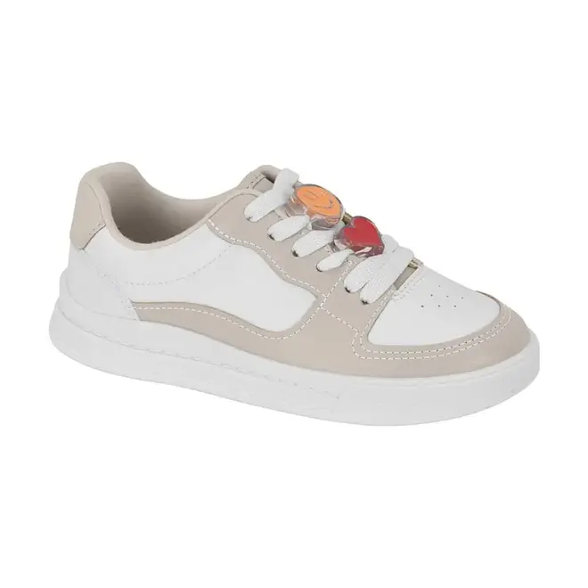 Tênis Casual Molekinha Branco e Creme Juvenil Feminino