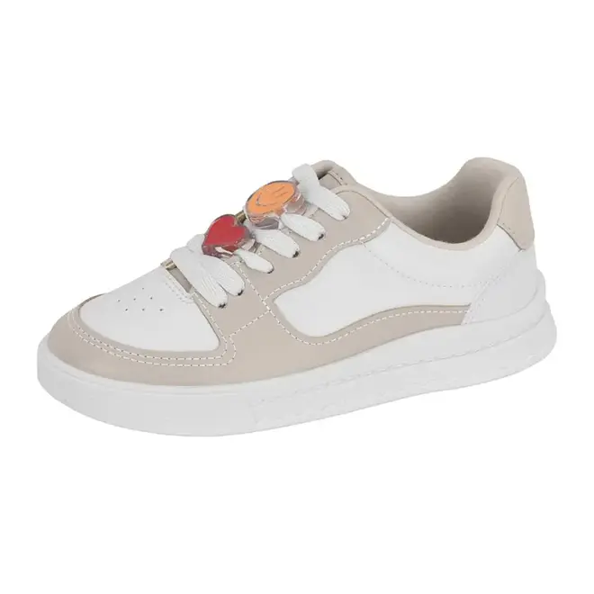 Tênis Casual Molekinha Branco e Creme Juvenil Feminino