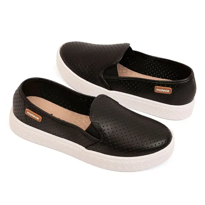 Tênis Casual Slip on Moleca Preto Feminino