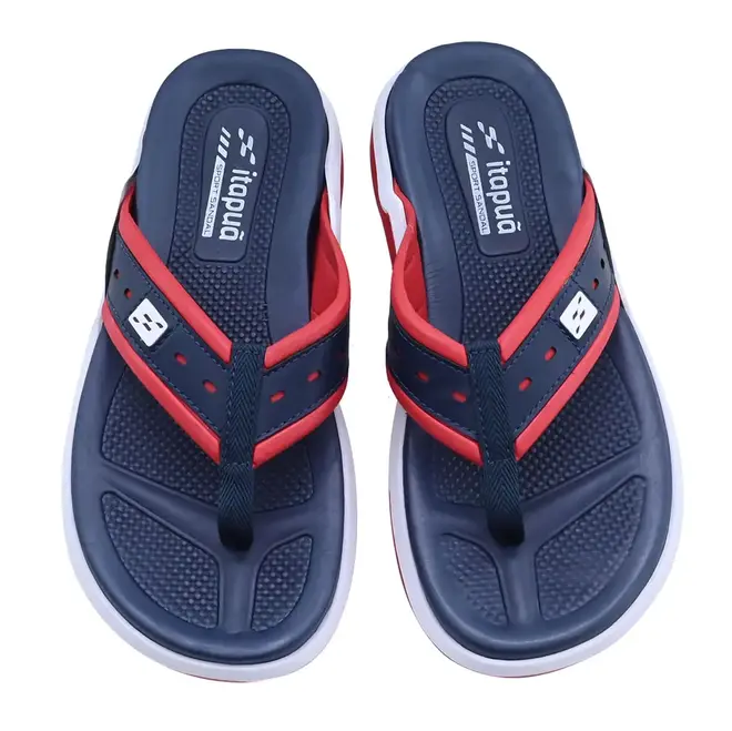 Chinelo de Dedo Sintético Itapuã Marinho Vermelho e Branco Masculino