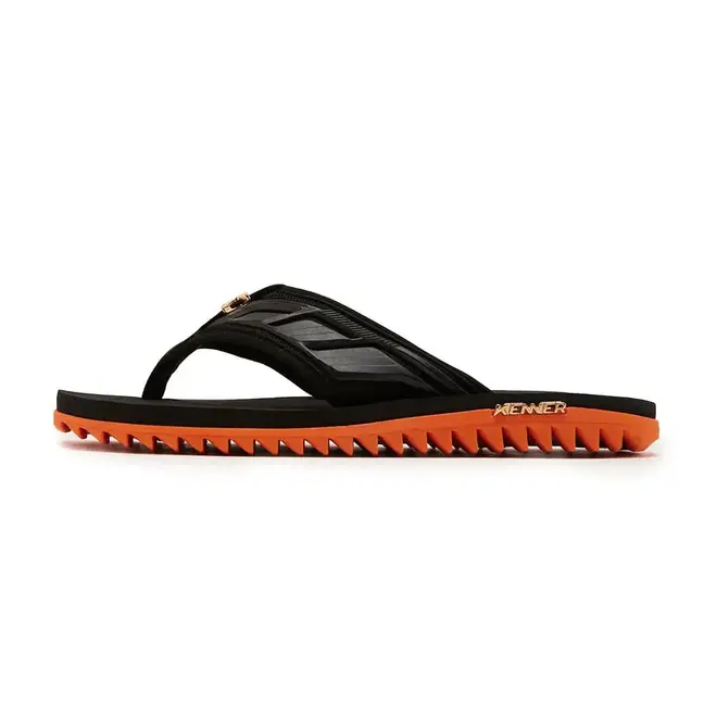 Chinelo Dedo Kenner Kivah Full Force Preto e Laranja Masculino