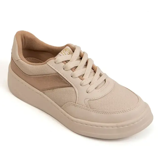 Tênis Casual Sola Caixa Modare Off White e Dourado Feminino