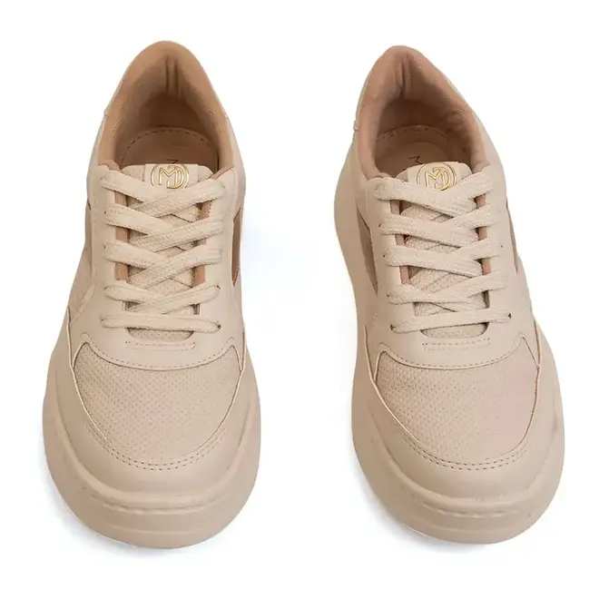 Tênis Casual Sola Caixa Modare Off White e Dourado Feminino
