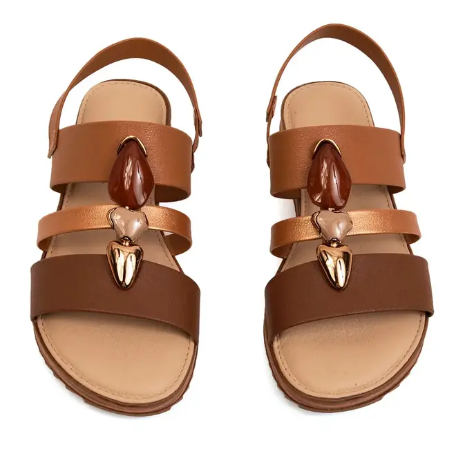 Sandália Rasteira Modare Camel Feminina